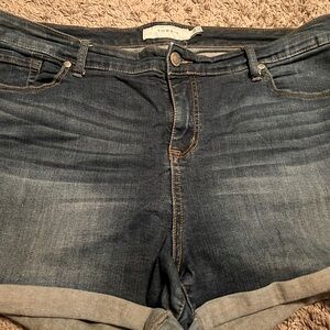 Torrid mid rise 5 inch jean shorts. Great condition. Size 20 dark denim.